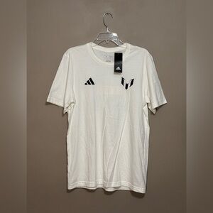 Adidas Men's Soccer Graphic Logo Messi X Miami Bienvenido White T-Shirt Size M